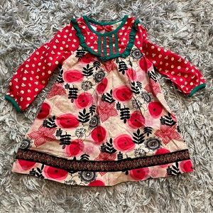 Matilda Jane under the tree Dress girls size 18-24 months red green kitty cat
